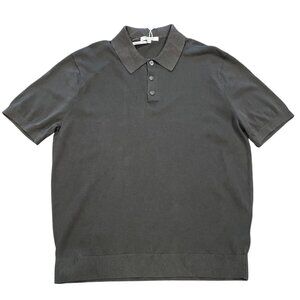 NWT Madewell Sz M Three-Button Sweater Polo Shirt Black Coal Charcoal Gray NR198